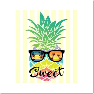 Sweet Tropical Summer - Yellow Stripes on - Posters and Art